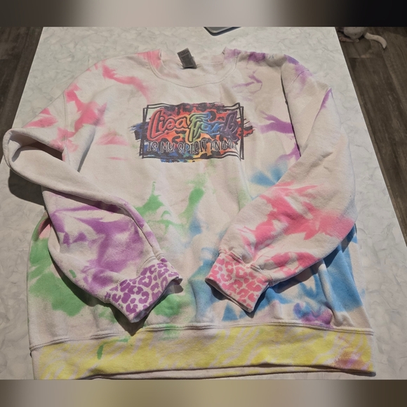 Nostalgic 90s Lisa Frank Tie Dye Animal Print Sweatshirt Ladies M - Picture 1 of 5